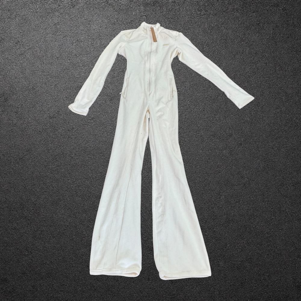 SKIMS Fleece Lounge Long Onesie Ecru White Jumpsuit OP-ONS-11031W Medium NWT